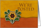 We’re Posted, Yellow Flower with Orange and Deep Yellow Background card