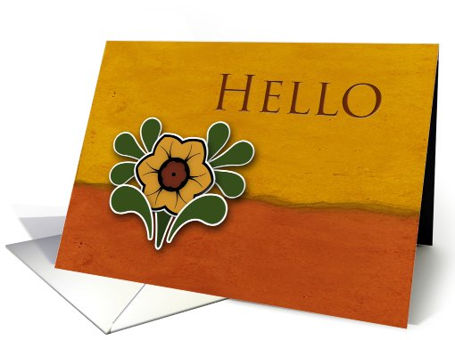 Hello, Yellow Flower with Orange and Deep Yellow Background card