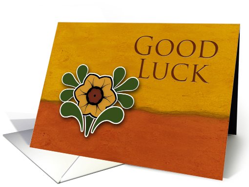 Good Luck, Yellow Flower with Orange and Deep Yellow Background card
