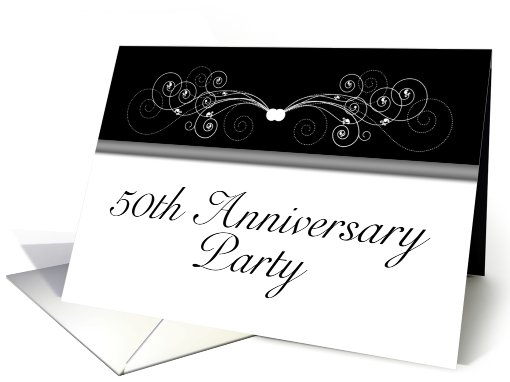 50th Anniversary Party Invitation, Black and White card (659727)