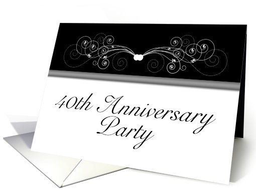 40th Anniversary Party Invitation, Black and White card (659731)