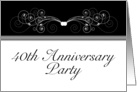 40th Anniversary Party Invitation, Black and White card