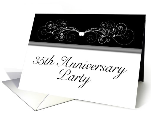 35th Anniversary Party Invitation, Black and White card (659732)