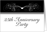 25th Anniversary Party Invitation, Black and White card