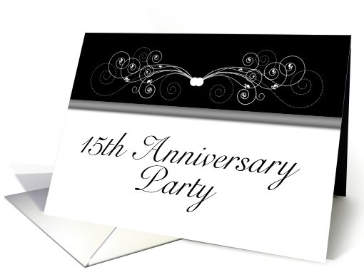 15th Anniversary Party Invitation, Black and White card (659736)