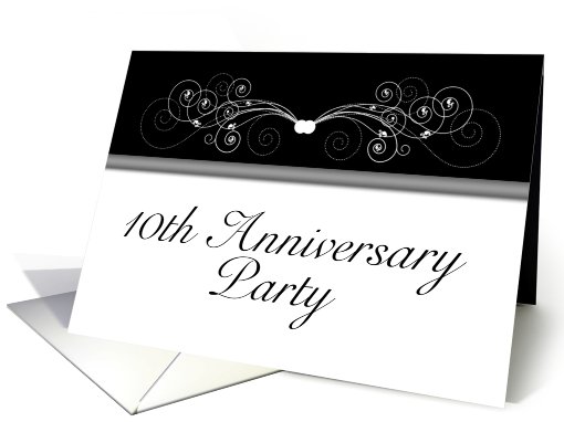 10th Anniversary Party Invitation, Black and White card (659737)