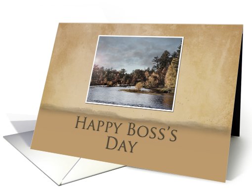 Happy Boss's Day, River in Autumn card (704077)