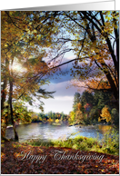 Happy Thanksgiving, River in Autumn card