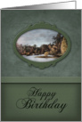 Happy Birthday, Green with Landscape Photo card