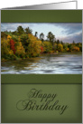 Happy Birthday, Green with Landscape Photo card