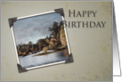 Happy Birthday, Beige with Landscape Photo card