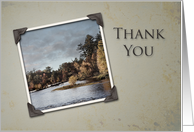 Thank You, Beige with Landscape Photo card