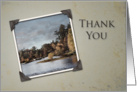 Thank You, Beige with Landscape Photo card