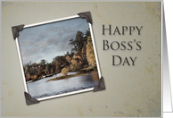 Happy Boss’s Day, Beige with Landscape Photo card