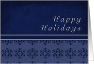 Happy Holidays, Blue and Silver with Snowflakes card