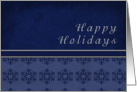 Happy Holidays, Blue and Silver with Snowflakes card