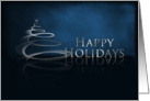 Happy Holidays, Blue and Silver with Stylized Tree card
