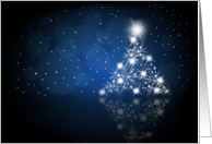 Merry Christmas, Blue and White Stars and Christmas Tree card