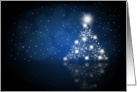 Merry Christmas, Blue and White Stars and Christmas Tree card