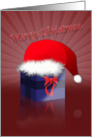 Merry Christmas, Santa Hat with Gift Box card