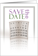 Save the Date Wedding Invitation, Tan Pink and Green, Calendar card