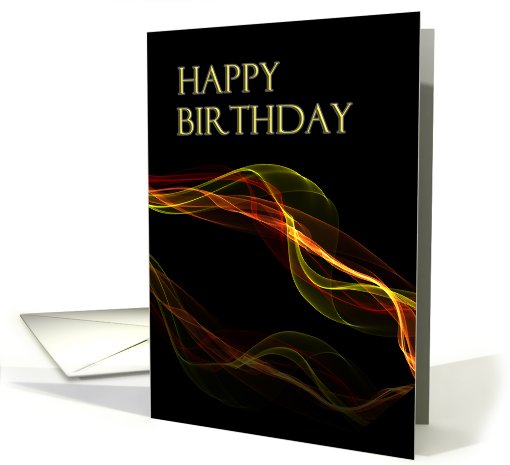 Happy Birthday, Yellow Red and Orange with Black Background card