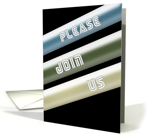 Please Join Us, Invitation, Blue, Green and Tan on Black... (749489)