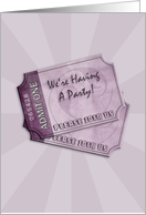 Party Invitation, Pink Admission Ticket card