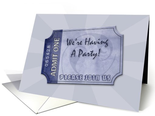Surprise Birthday Party Invitation, Blue Admission Ticket card