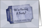 Surprise Birthday Party Invitation, Blue Admission Ticket card