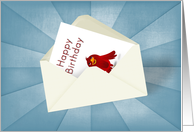 Happy Birthday Greeting Card in Envelope - Red Bird card