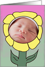 Flower Face New Baby Photo Card