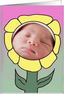 Flower Face New Baby Photo Card