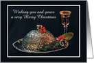 Christmas card with wine and silver platter card