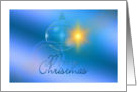 Merry Christmas with blue bauble ornament card