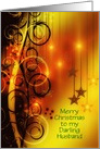 Merry Christmas to husband from wife with stars and swirls card