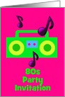 80s theme 80s themed Birthday party invitation 80s party card