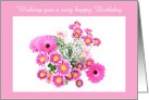 Happy Birthday with pink flowers Floral Birthday card