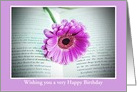 Happy Birthday with gerbera in book Floral Birthday card