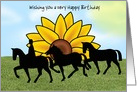 Happy birthday with sunflower and horses custom text card