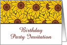 Birthday Party invitation with sunflowers custom text card