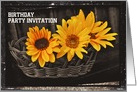 Birthday Party invitation with sunflowers custom text card