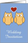 Wedding Invitation with owls and loveheart custom text card