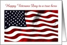 Veterans Day with American flag and custom text Thank you veteran card