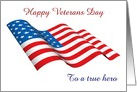 Veterans Day with American flag and custom text Thank you veteran card