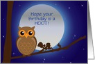 Birthday card with owl hoot custom text card