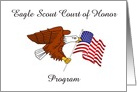 Eagle Scout court of honor program with custom text card