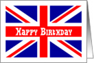 Union Jack Birthday card English UK British flag red, white and blue card