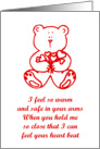 Happy Valentine’s Day with teddy bear holding love heart bouquet card