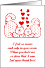 Happy Valentine’s Day with loving cats with love hearts surrounding card